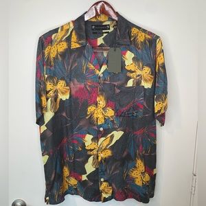 ALL SAINTS Goldberg Tropical Print Short Sleeve Shirt